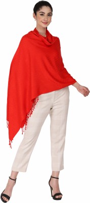 Cashmere Craft Viscose Self Design Women Shawl(Red)