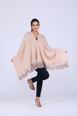 Royale Kashmiri Wool Solid, Self Design, Woven Women Shawl(Beige)