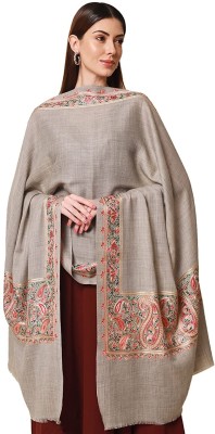 Pashmoda Wool Embroidered Women Shawl(Grey)