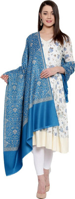 CHOUDHARYRETAILS Wool Embroidered Women Shawl(Blue)