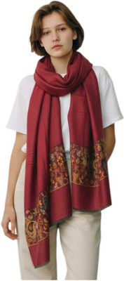 shahposh Pashmina, Wool Paisley, Self Design, Floral Print Women Shawl(Maroon)
