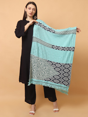 SCHp Wool Self Design Women Shawl(Light Blue, White, Grey, Black, Multicolor)