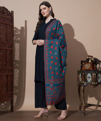 MORKEL Wool Self Design Women Shawl(Multicolor)