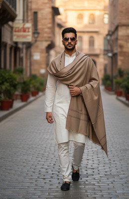 Winter Heirloom Cashmere Solid Men Shawl(Beige)