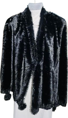 Saba Fur, Polyester Wool Blend Solid Women Shawl(Black)