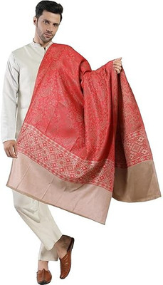 Braid N Cord Polyester Wool Blend Applique Men Shawl(Red)