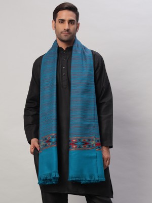 Ravaiyaa - Attitude Is Everything Wool Striped Men Shawl(Blue)