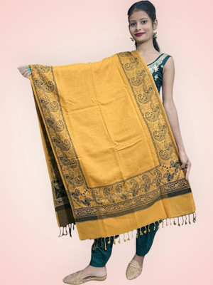 Trandone Wool Printed Women Shawl(Yellow)