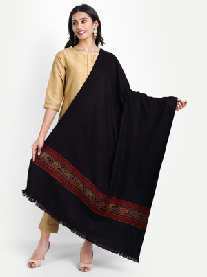 Zamour Wool Geometric Print Women Shawl(Black)