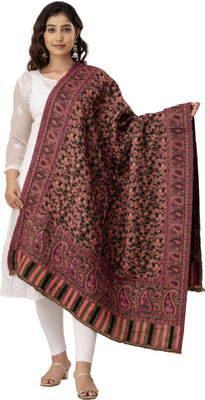 ML HUB Wool Floral Print Women Shawl(Red)