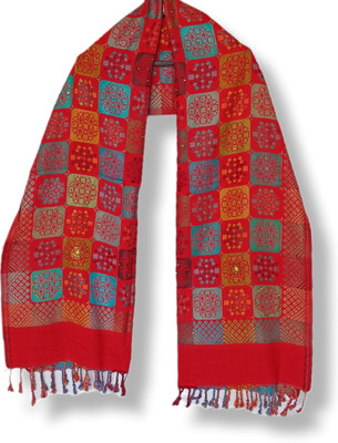 NORTH FASHION Wool Geometric Print Women Shawl(Red, Multicolor, Green)