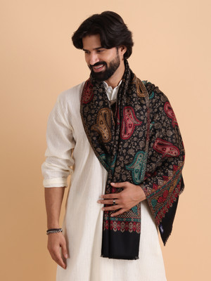 Tweedle Acrylic Woven Men Shawl(Black)