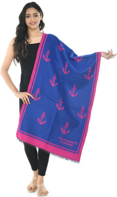 manra Wool Printed Women Shawl(Blue)