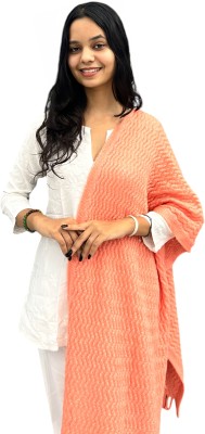 Cavora Acrylic Self Design Women Shawl(Orange)