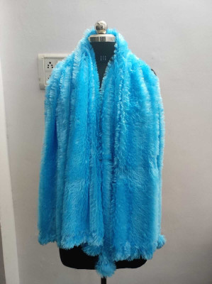 lucknowi Wool Solid Women Shawl(Blue)