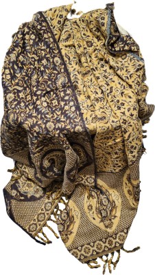 genie cave 21 Wool Paisley, Floral Print Women, Men Shawl(Purple, Gold)