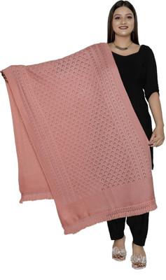 vesture Wool Self Design Women Shawl(Pink)