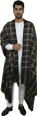 Shal-é-Pashm Wool Checkered Men Shawl(Black)