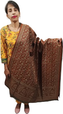 Kashmiri queen Tussar Silk Self Design Women Shawl(Brown)