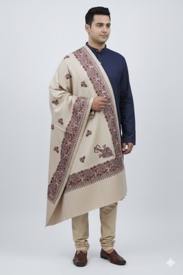 KAVIM Wool Printed Men Shawl(Grey)