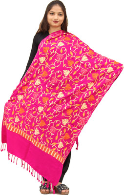 CHOUDHARYRETAILS Wool Embroidered Women Shawl(Pink)