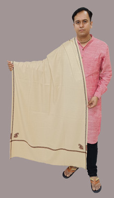 Vrinde Polyester Wool Blend Embroidered Men Shawl(Yellow)