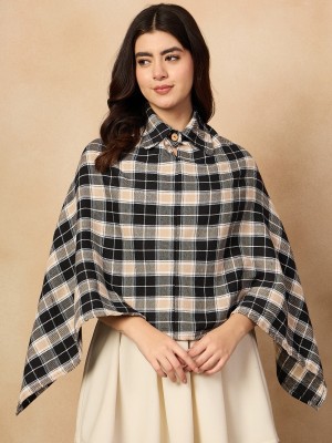 InWeave Acrylic Checkered Women Shawl(Black)