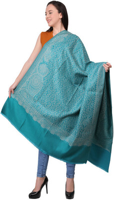 manra Wool Printed Women Shawl(Dark Blue)