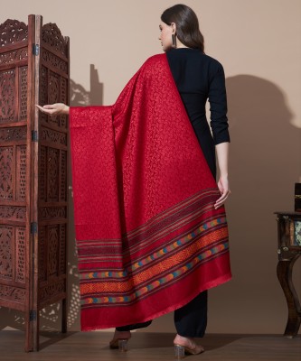 WILLEY Wool Self Design Women Shawl(Red)