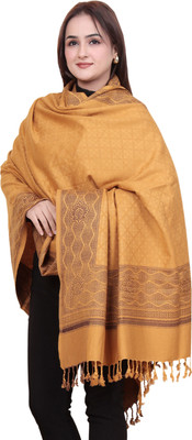 Kriti Wool Graphic Print Women Shawl(Yellow)