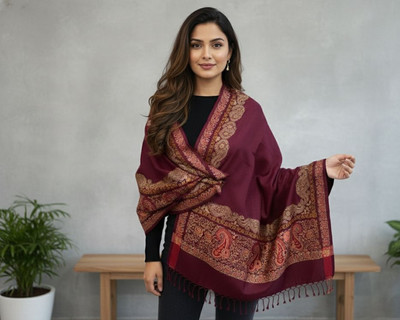 Winter Heirloom Cashmere Printed Women Shawl(Maroon)