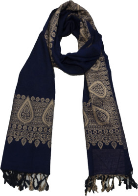 TUD Wool Self Design Women Shawl(Blue)