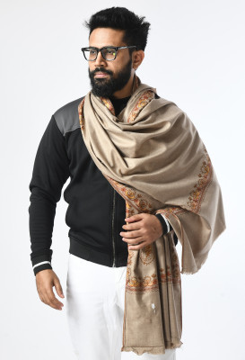 manra Wool Embroidered Men Shawl(Beige)