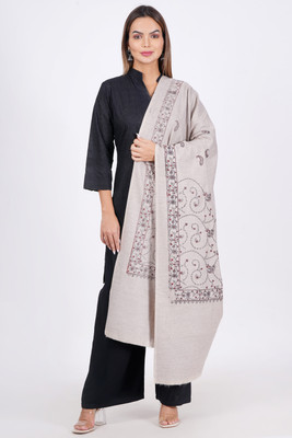 Sprha Wool Printed Women Shawl(Grey)