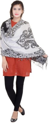 LITTLE INDIA Modal Self Design Women Shawl(Black)