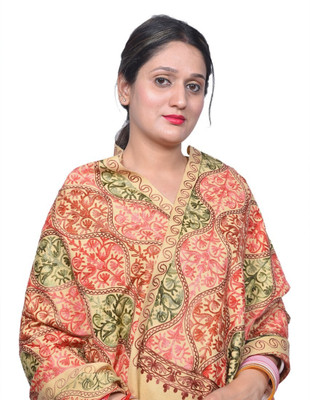 HouseOfCommon Acrylic, Wool Printed Women Shawl(Beige)