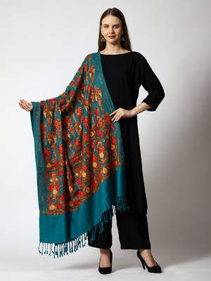 swi stylish Acrylic Floral Print Women Shawl(Green)