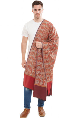 Ramnaya Wool Printed Men Shawl(Red)