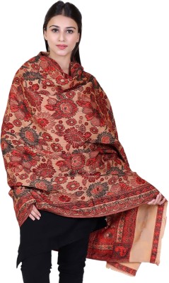 Pickks Wool Floral Print Men, Women Shawl(Brown)