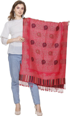 Kti Viscose, Acrylic Floral Print Women Shawl(Maroon)