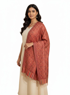 Kti Viscose, Acrylic Printed Women Shawl(Pink)