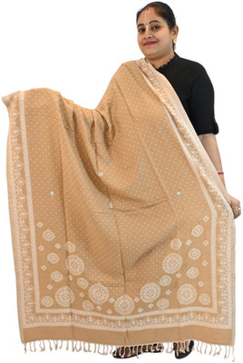 Vrinde Wool Checkered Women Shawl(White)