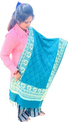 Kashmiri Wool, Pashmina, Generic Solid, Woven Women, Men Shawl(Blue)