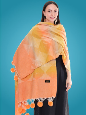 MHAX Pashmina Self Design Women Shawl(Orange)
