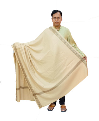Vrinde Wool Solid Men Shawl(White)