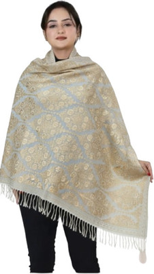 Bharti Wool Embroidered Women Shawl(White)