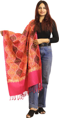 CHOUDHARYRETAILS Wool Embroidered Women Shawl(Pink)