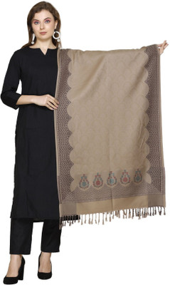 Kti Viscose, Acrylic Printed Women Shawl(Beige)