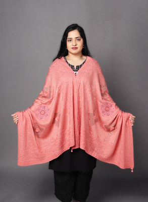La Velora Rayon Embroidered Women Shawl(Pink)