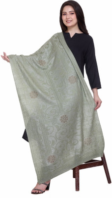 MANBHAV Wool Self Design Women Shawl(Light Green)